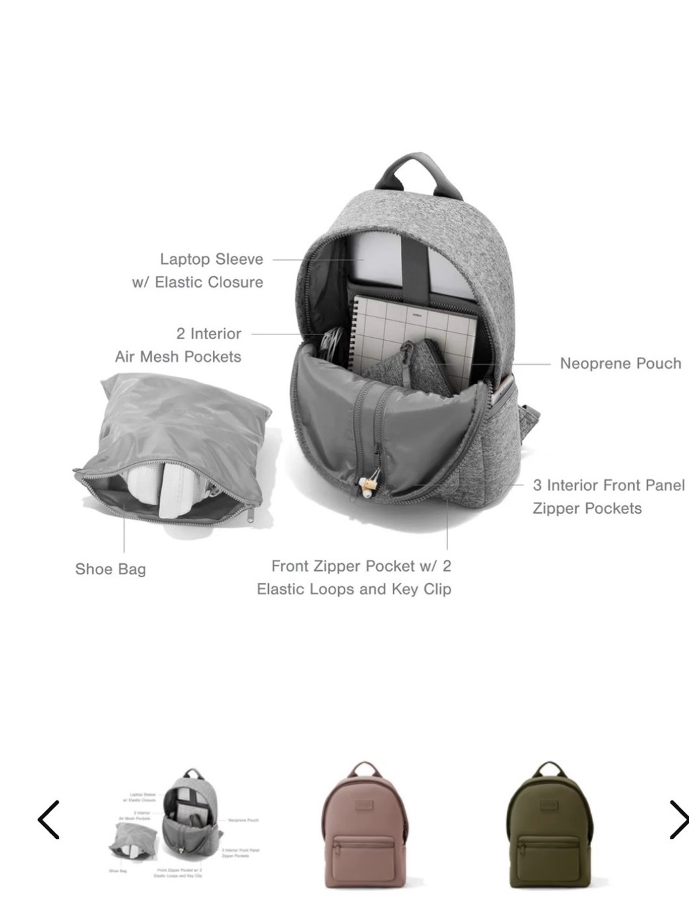 DAGNE DOVER Grey Everyday Backpack - Compact 17" - Picture 2 of 14